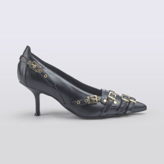 LELLA BALDI DONNA CALZATURE DECOLTE' PELLE NERO FIBBIE 36 immagine n. 1/5