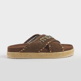 MOU DONNA CALZATURE CIABATTA INCROCIATA CAMOSCIO MORO 37-2, 38-2, 39, 40-2, 41-2 immagine n. 1/5