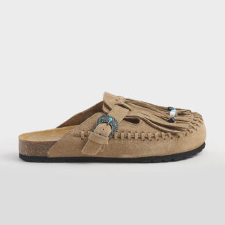TAJI DONNA CALZATURE SABO' CON FRANGE TORTORA 36, 37-2, 38-2, 39, 41-2 immagine n. 1/5