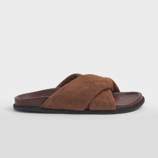 ELENA IACHI DONNA CALZATURE CIABATTA INCROCIATA CAMOSCIO CUOIO 38-2, 39 immagine n. 1/5