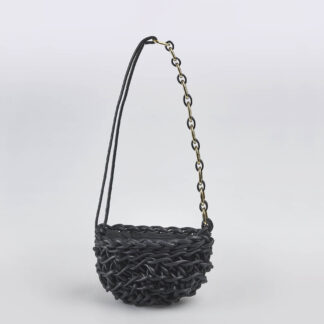 ALIENINA DONNA ACCESSORI BORSA IN COTONE CERATO NERO un immagine n. 1/5
