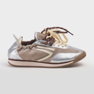 PURAI DONNA CALZATURE SNEAKERS RUNNING VELLUTO SABBIA ARGENTO 36, 37-2, 38-2, 39, 41-2 immagine n. 1/5