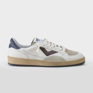 4B12 UOMO CALZATURE SNEAKERS PELLE BIANCO BLU MORO 40-2, 41-2, 42, 43, 44-2, 45 immagine n. 1/5