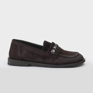 ELENA IACHI DONNA CALZATURE MOCASSINO CAMOSCIO EBANO BORCHIE 36, 37-2, 38-2, 38, 39, 40-2, 41-2 immagine n. 1/5